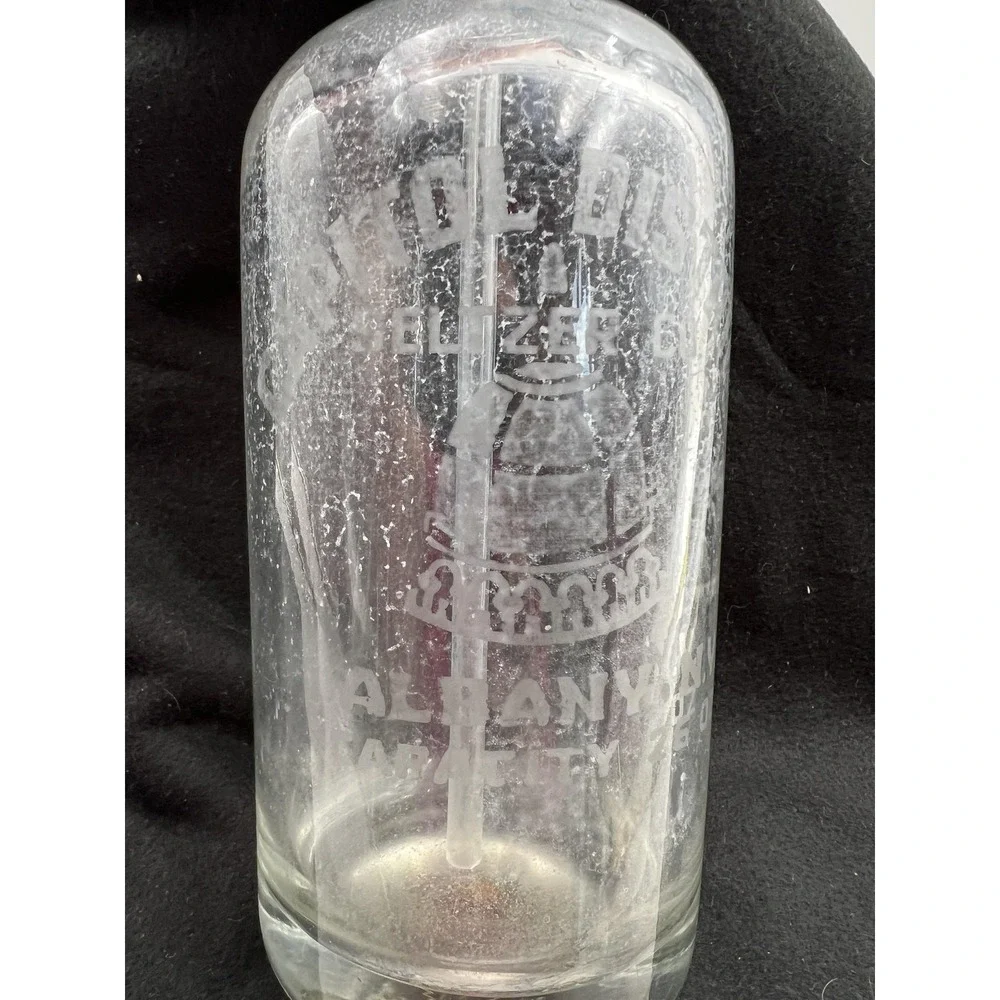 VTG Capitol District Seltzer Bottle Clear Glass Albany New York Large Dome 1920s